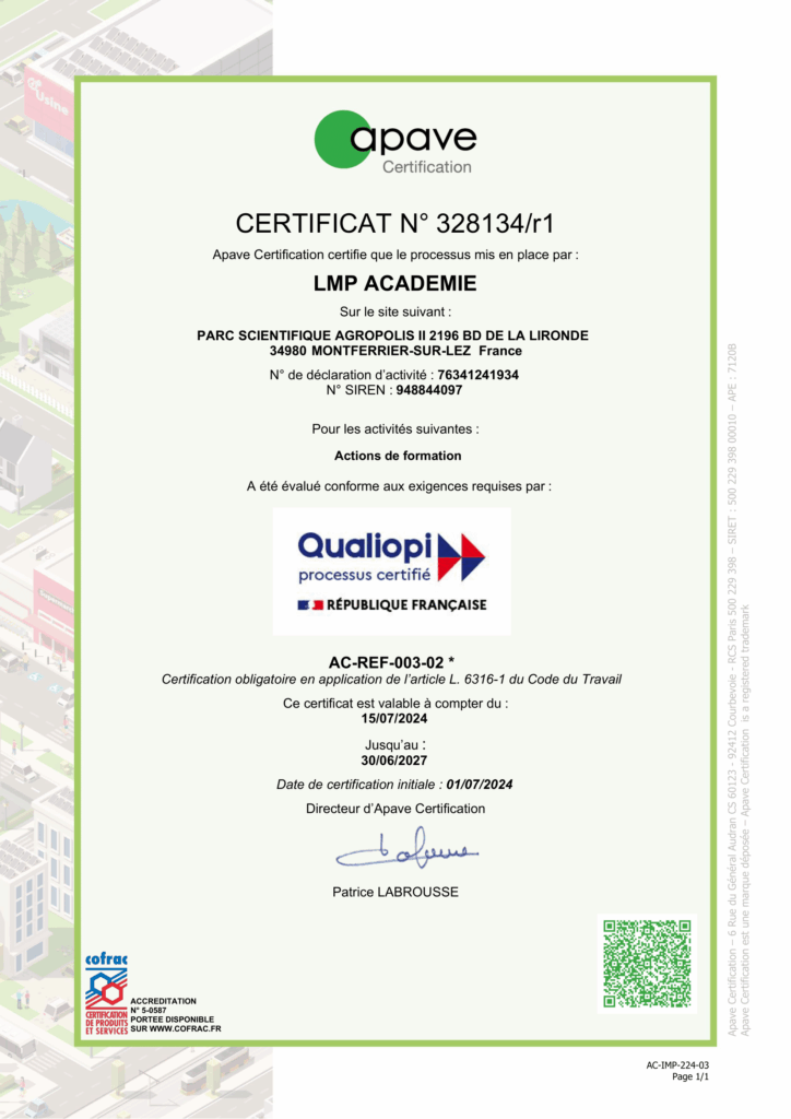 Certificat Qualiopi - LMP ACADEMIE